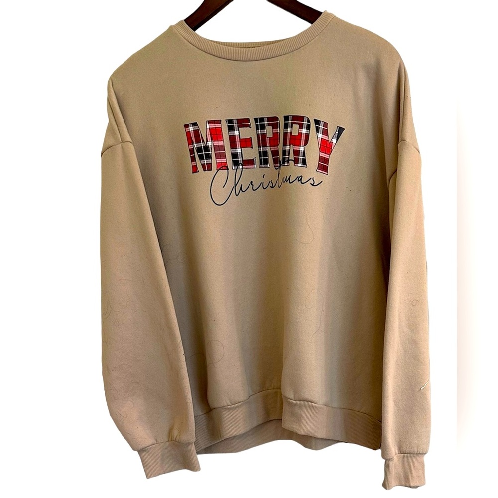 Shein tan Merry Christmas sweatshirt women XL